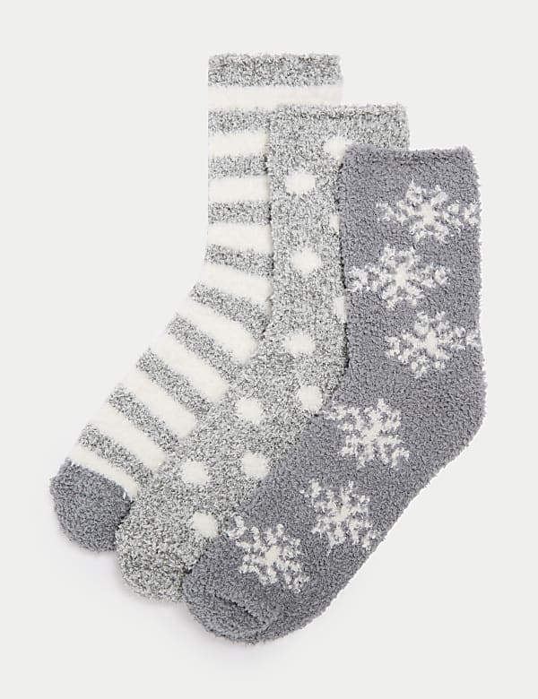 Pack de 3 pares de calcetines abrigados de tejido de peluche estampados GREY MIX Calcetines M S ES