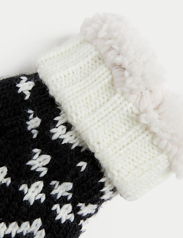 Cosy Fairisle Borg Thermal Slipper Socks