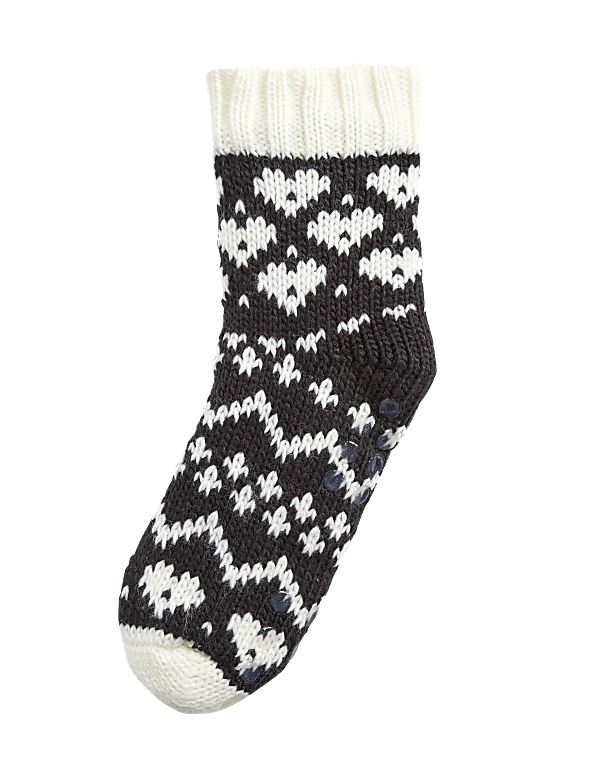Cosy Fairisle Borg Thermal Slipper Socks