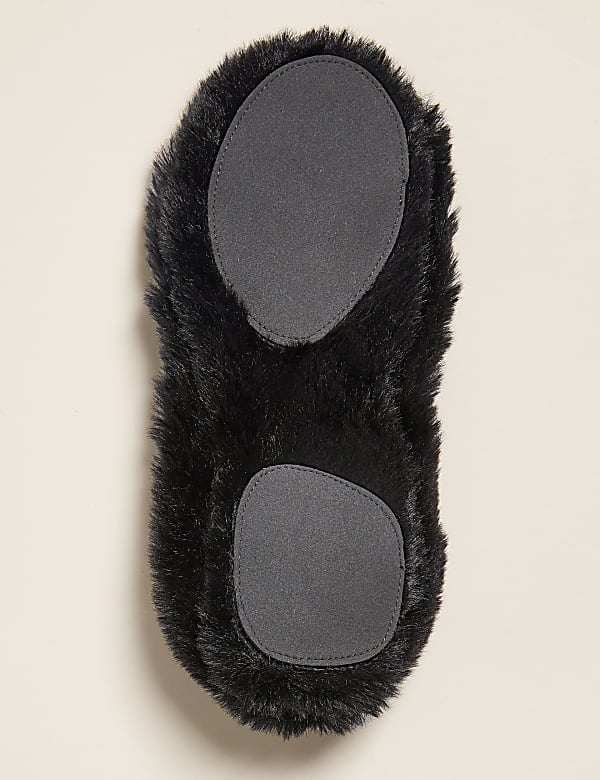 Faux Fur Cat Print Ballet Slipper Socks