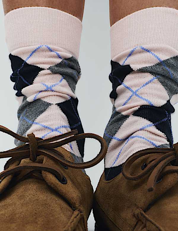 Skarpetki do połowy łydki w romby, 2 pary - PL