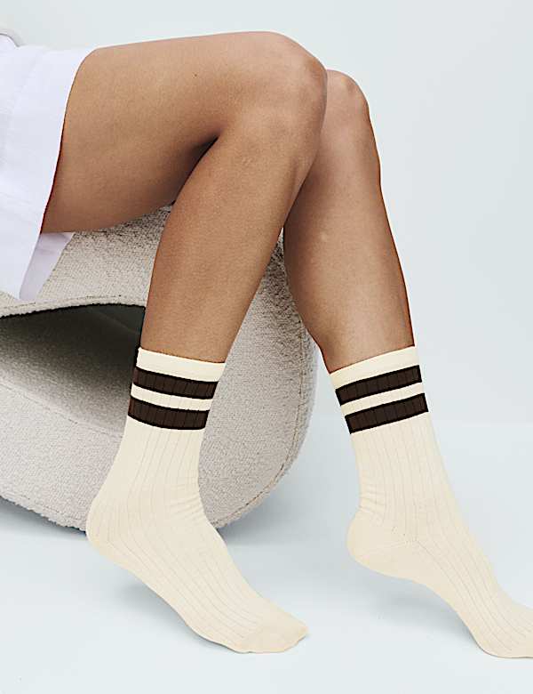 2 Pack Cotton Rich Ribbed Crew Socks - NL