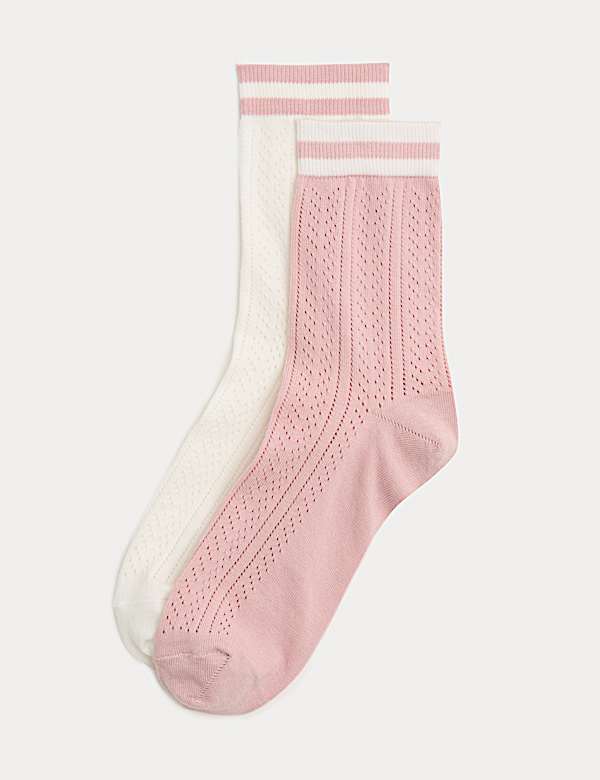 2 Pack Cotton Rich Sports Stripe Crew Socks - RS