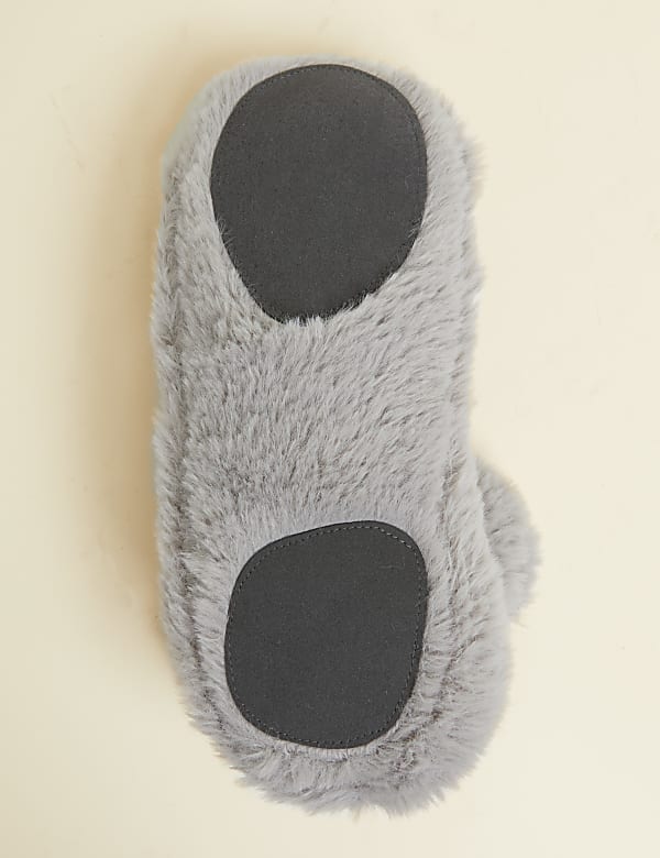 Faux Fur Pom Bootie Slipper Socks