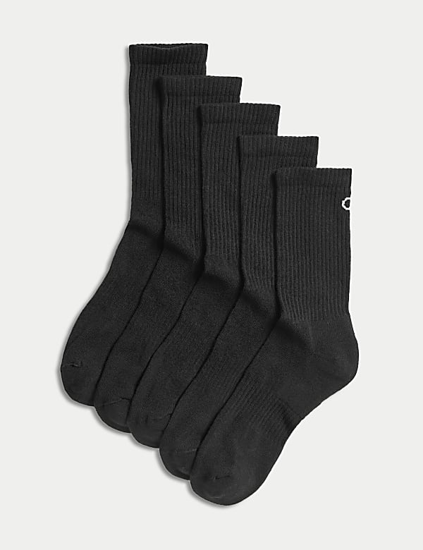5pk Cotton Rich Cushioned Crew Socks - GR