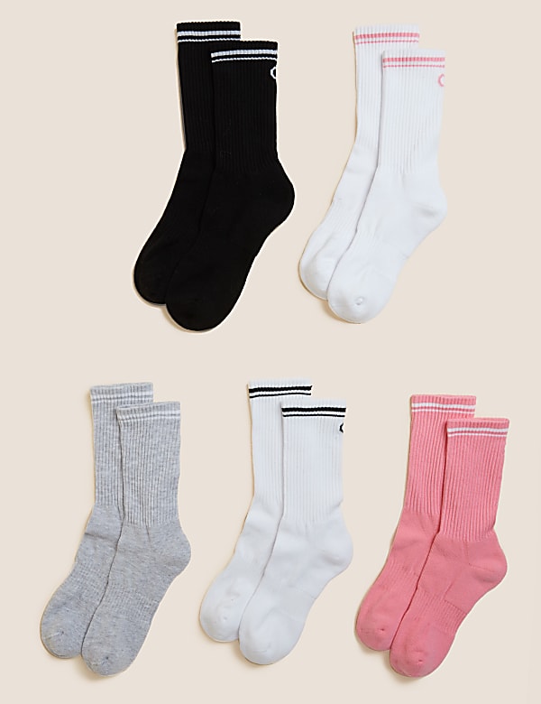 5pk Cotton Rich Crew Socks - GR