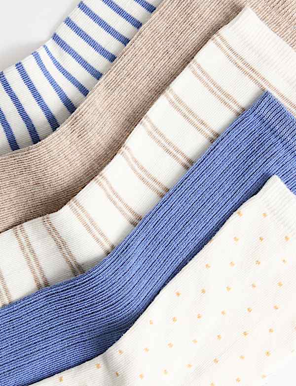 Pack de 5 calcetines de algod&oacute;n a rayas y lunares - ES