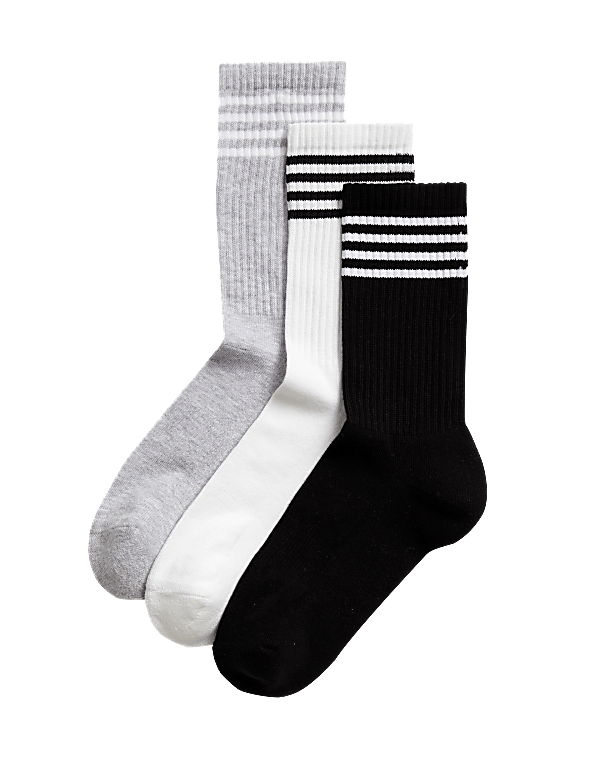 3pk Cotton Blend Ankle High Socks