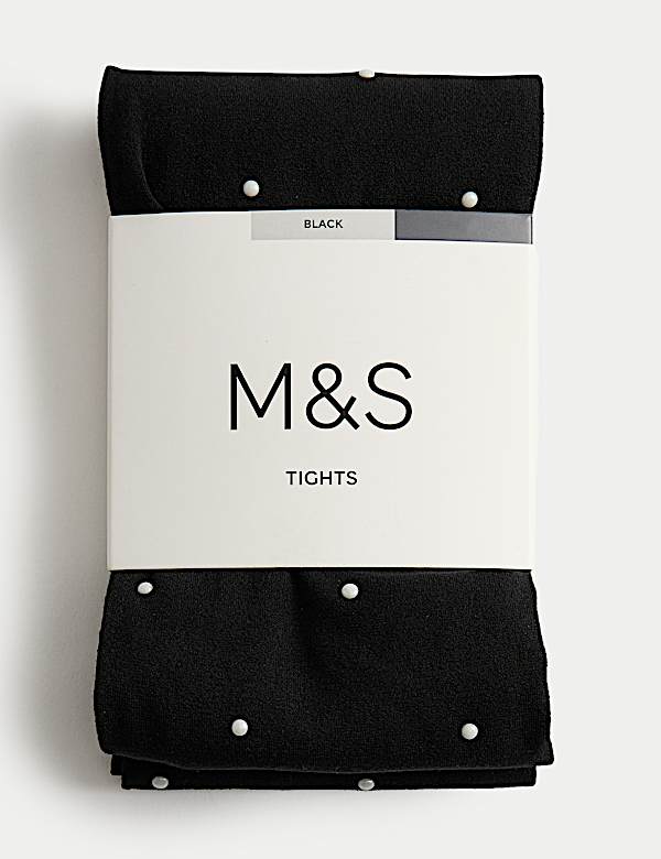 Pearl Embellished Opaque Tights - HU