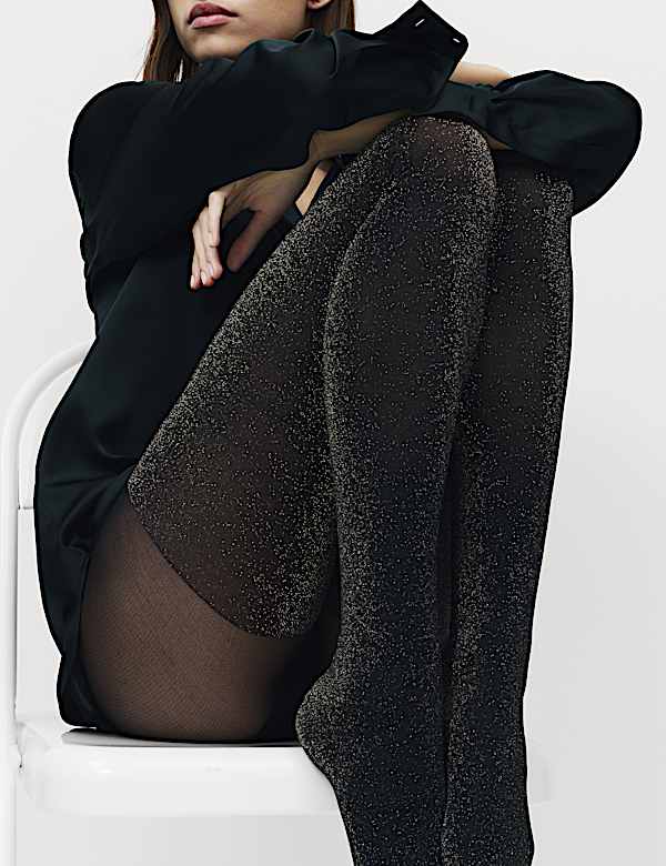 All Over Glitter Opaque Tights - TW