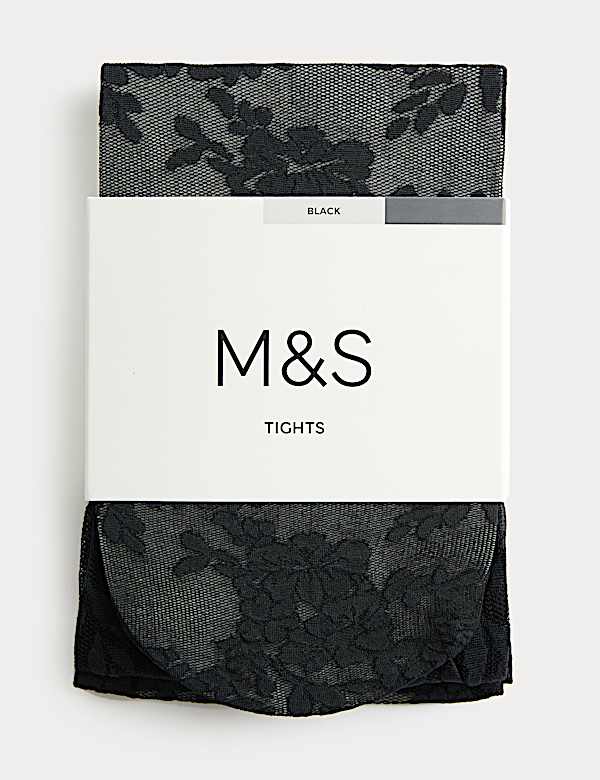 גרביונים שקופים עם תחרה פרחונית - IL