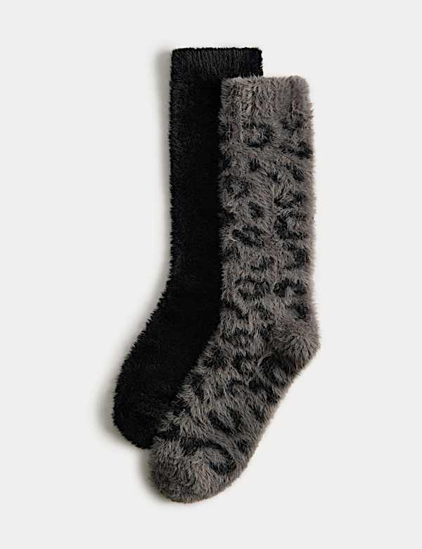 Bequeme, hohe Socken mit Animalprint im 2er-Pack - AT