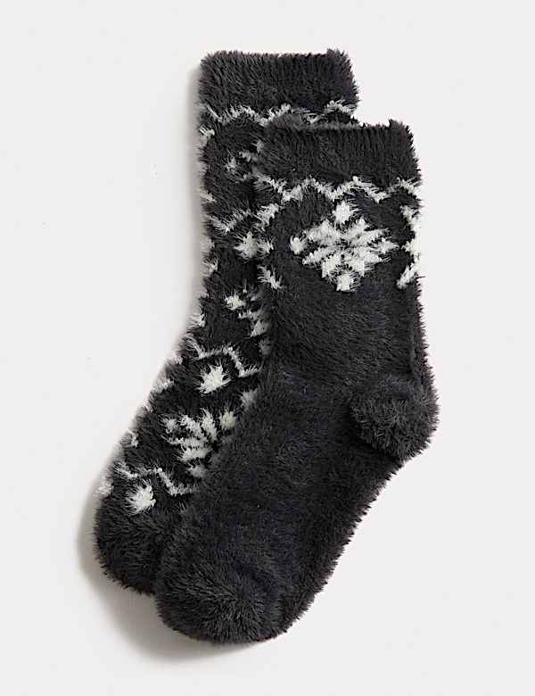 2pk Cosy Fairisle Ankle High Socks - BN