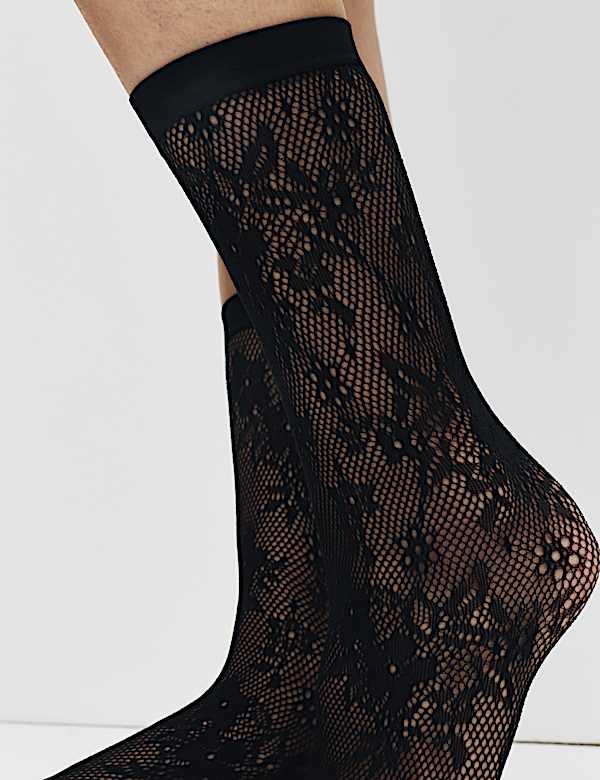 Fishnet Lace Ankle Highs - LU