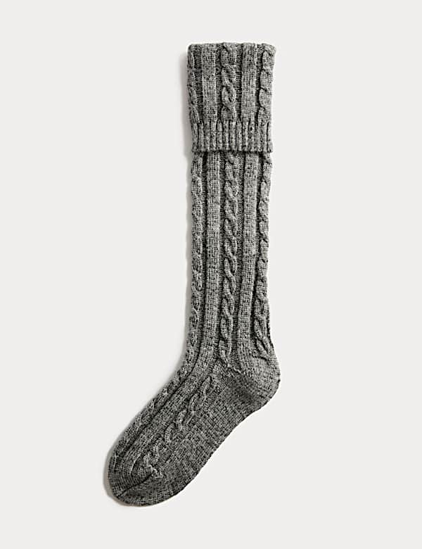 Chaussettes mi-bas thermiques en maille torsadée - BE