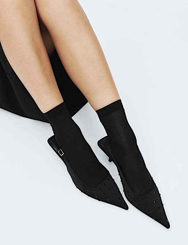 Sheer Embellished Ankle Highs - LU