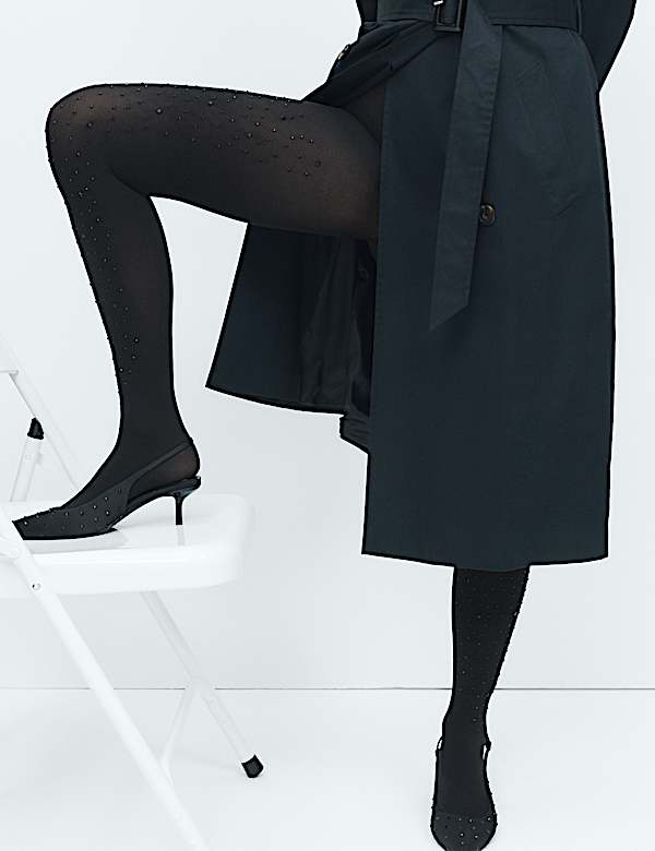 גרביונים אטומים בעיטור קריסטלים - IL