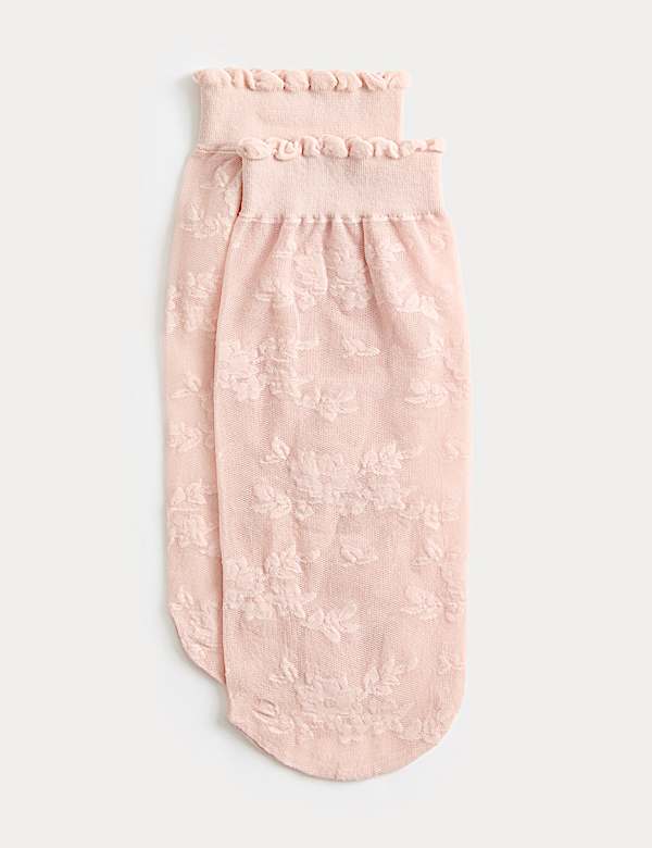 Floral Lace Ankle High Socks - JE