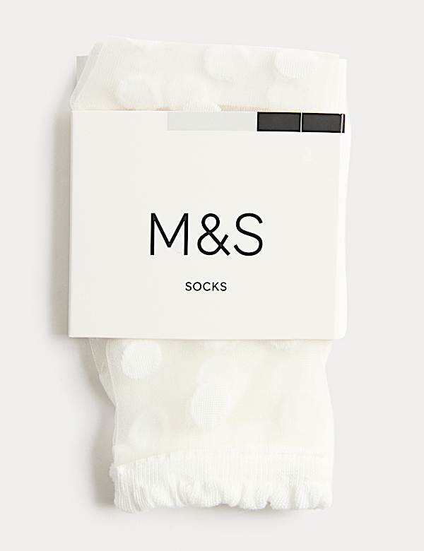 Cotton Blend Sheer Large Spot Anklets - EE