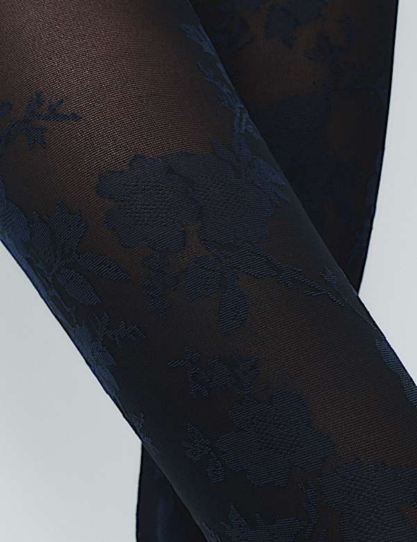 Panty van netstof met bloemen - BE