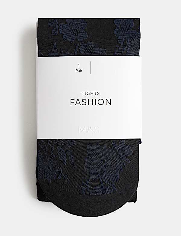 Panty van netstof met bloemen - BE