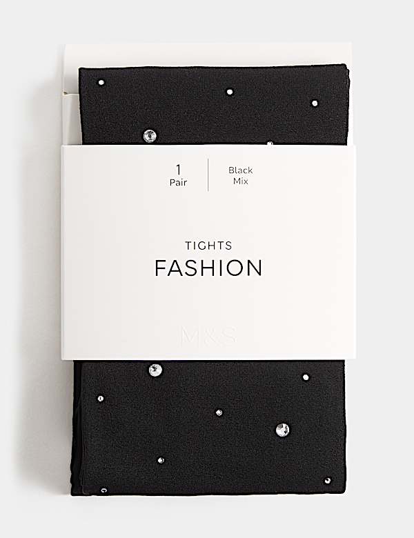 Embellished Sparkly Opaque Tights - AL