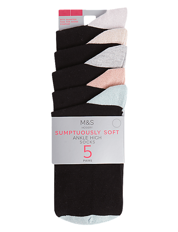 5 Pair Pack Ankle High Socks