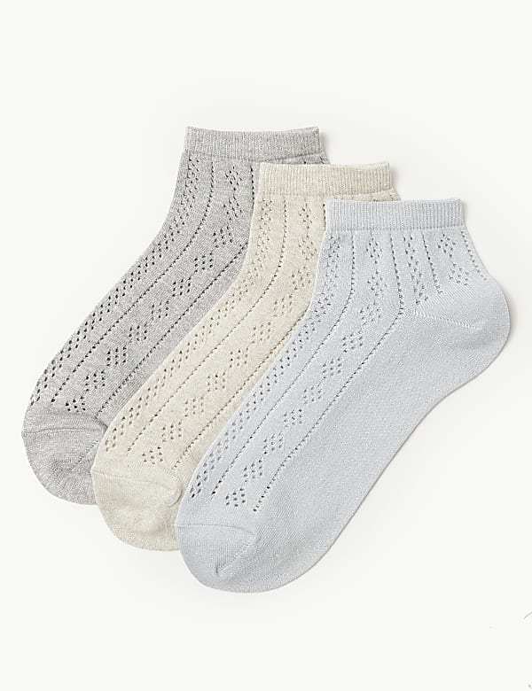 3 Pair Pack Cotton Rich Sparkle Anklet Socks