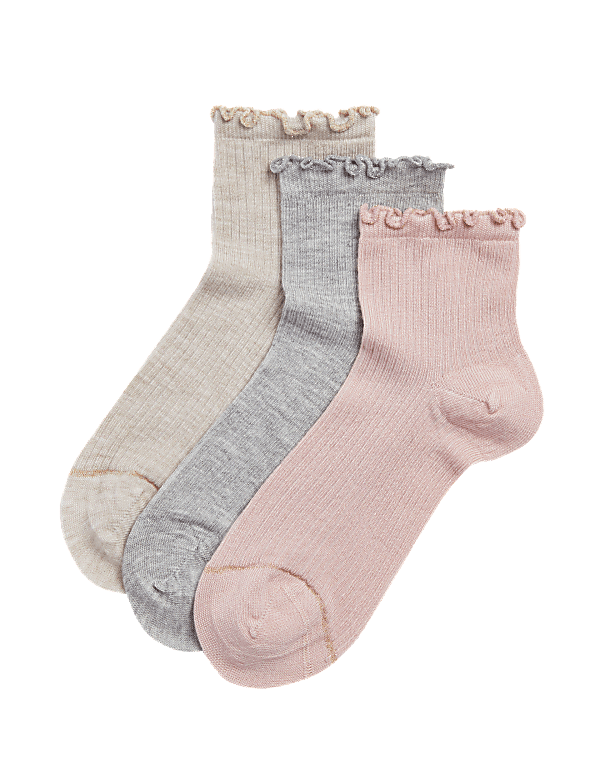 3pk Sumptuously Soft™ Ribbed Anklets