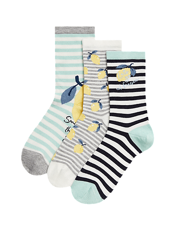 3pk Sumptuously Soft™ Lemon Ankle Socks