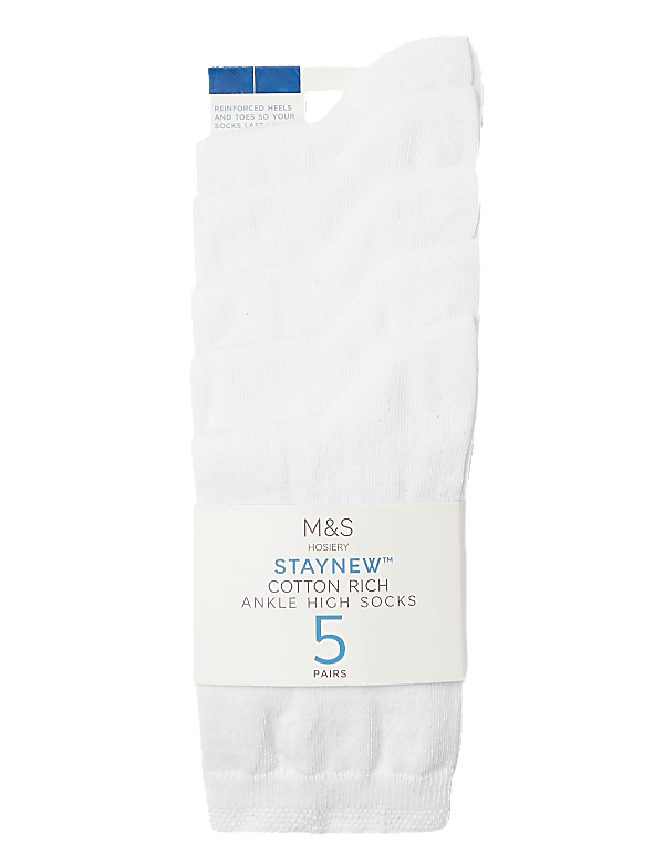 5pk Cotton Rich Ankle High Socks