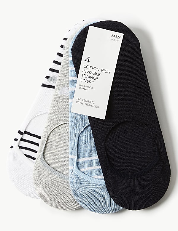 4 Pair Pack Cotton Rich Trainer Liner Socks