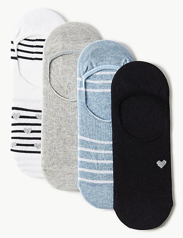 4 Pair Pack Cotton Rich Trainer Liner Socks