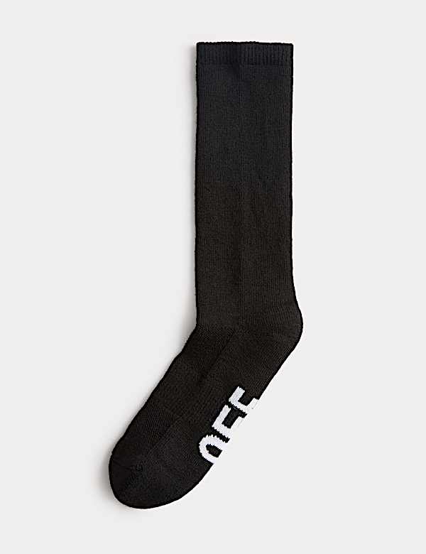 Off Piste Slogan Ankle High Socks with Wool - JE