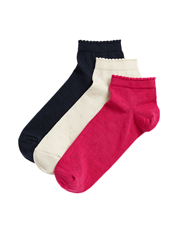 3pk Cotton Rich Pointelle Anklets