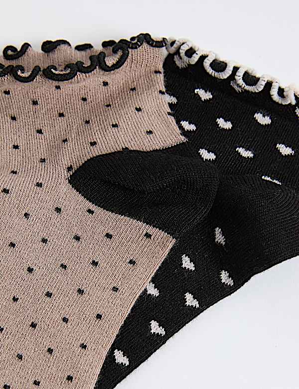 2pk Sumptuously Soft™ Heart & Spot Quarter Socks