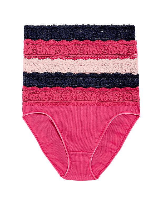 5PK LACE WAIST HIGH LEG