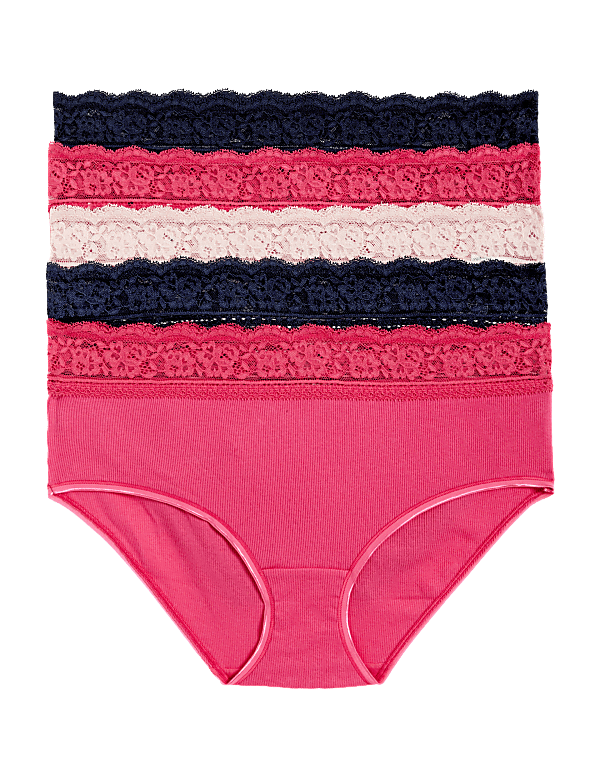 5pk Cotton Rich Lace Waist Shorts