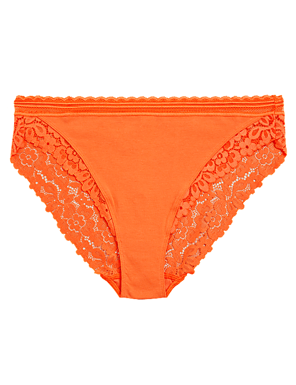 Cotton & Lace High Leg Knickers