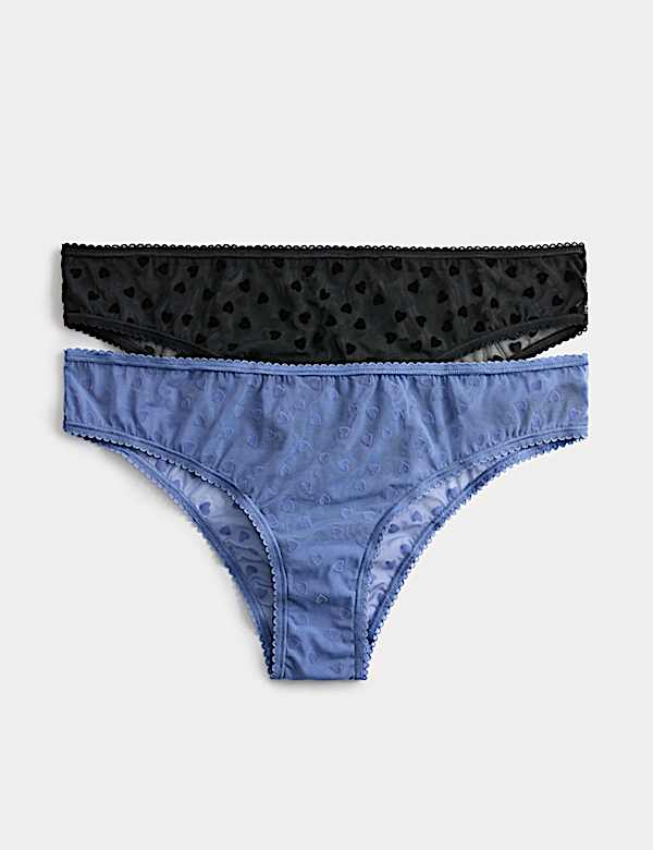 2pk Heart Flock Brazilian Knickers - NZ
