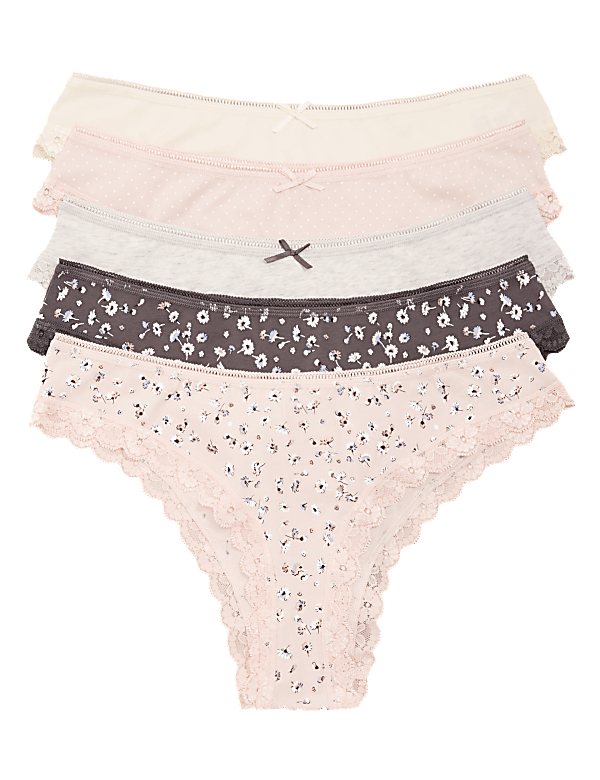 5pk Cotton Lycra® Brazilian Knickers