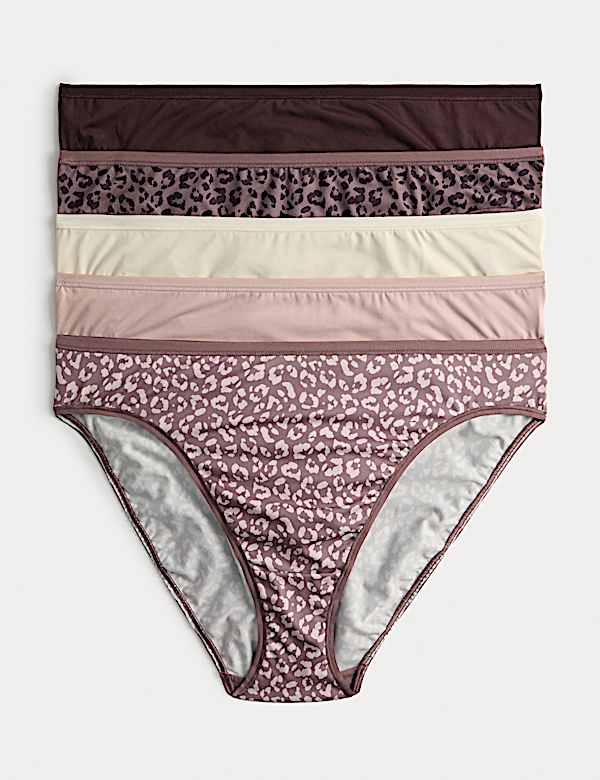 5pk Microfibre High Leg Knickers