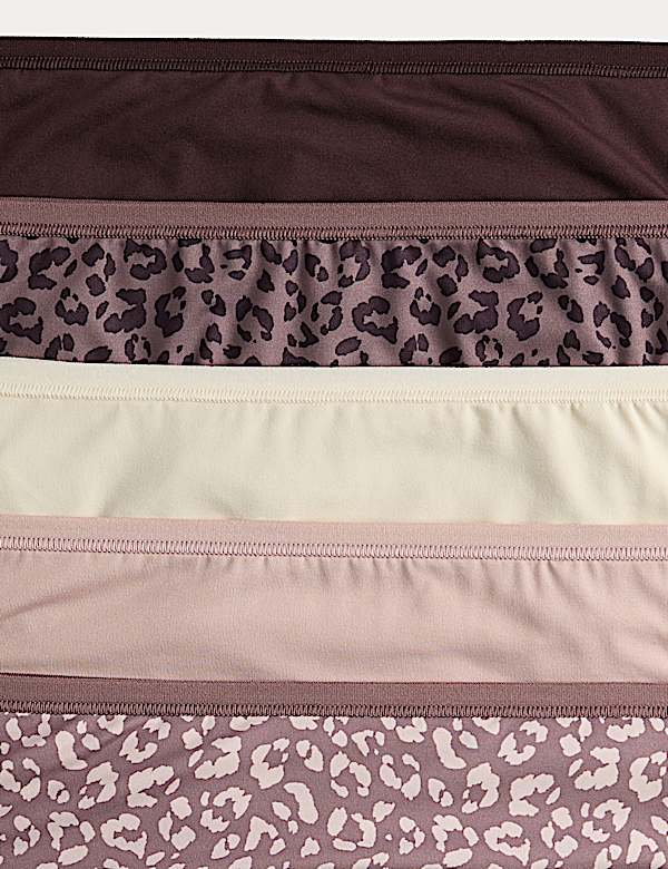 5pk Microfibre High Leg Knickers