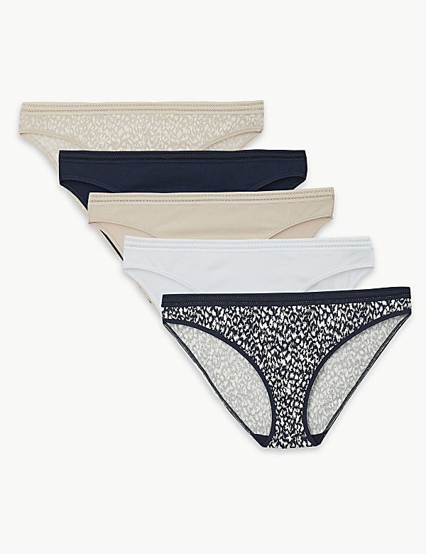 5 Pack Cotton Blend Bikini Knickers
