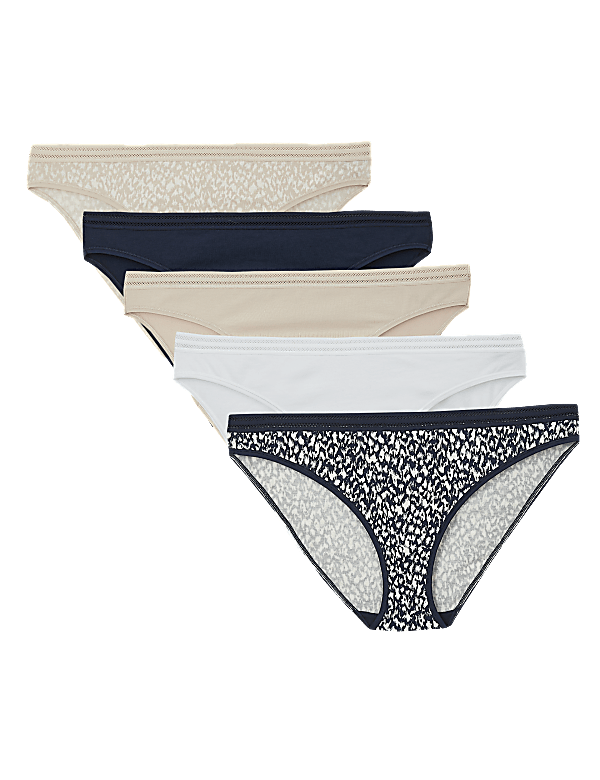 5 Pack Cotton Blend Bikini Knickers