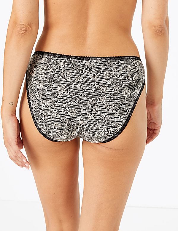 5 Pack Ornate Lace Trim High Leg Knickers