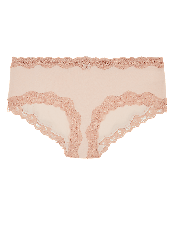 Cotton Lace Trim Low Rise Shorts