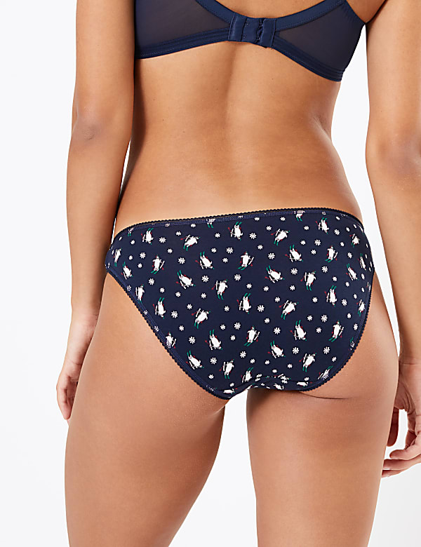 5 Pack Skiing Penguin Print Bikini Knickers