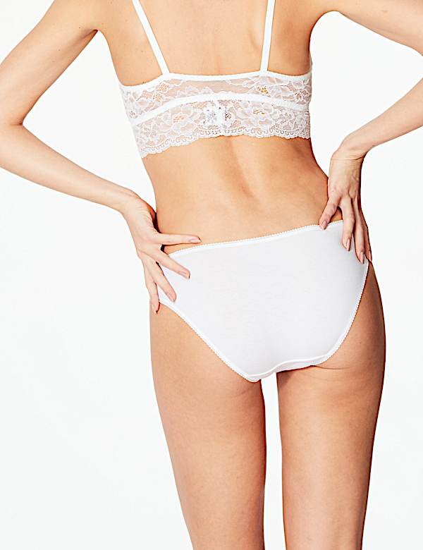 5pk Cotton Lycra&reg; Lace Bikini Knickers