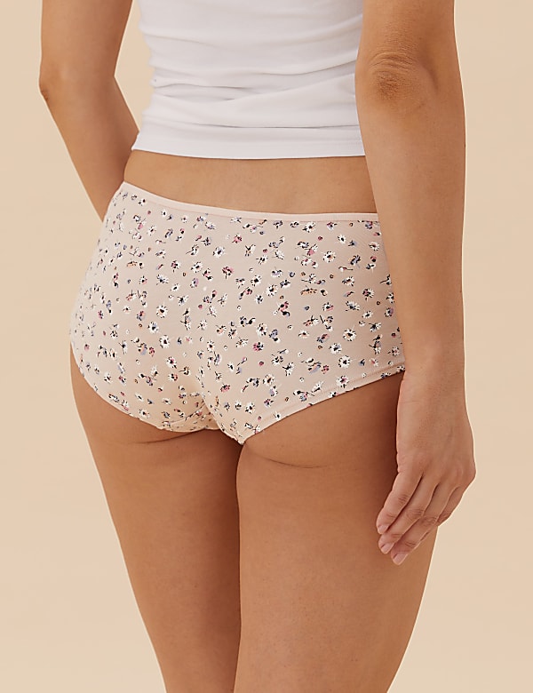 5pk Cotton Lycra® Daisy Print Low Rise Shorts